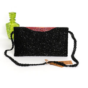 Rainbow black clutch / handembriodered