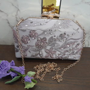 Hand embroidered clutch/ luxury/ purple