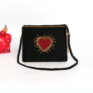 Shining heart clutch / handembriodered