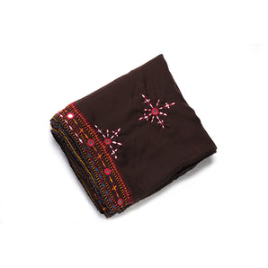 Handembriodered Swiss voil shawl / brown