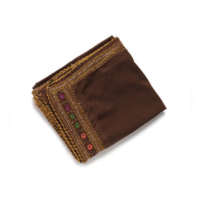 Swiss voil shawl / luxury / handembriodered / brown