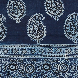 Blue leaf block / hand block printed three pieces pure lawn