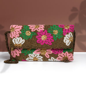 Art of beading hand-embroidered clutch