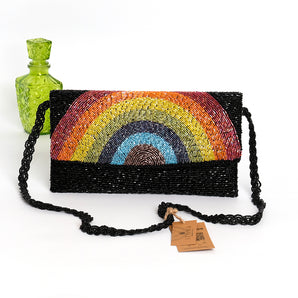 Rainbow black clutch / handembriodered