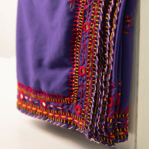 Swiss voil shawl / handembriodered/ purple