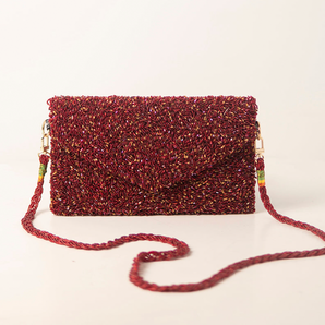 Paradise clutch/ handembriodered/ deep red