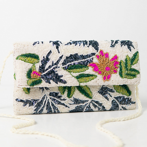 Tropical beaded clutch / handembriodered