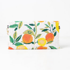 Lemon and orange  embellished clutch / handembriodered