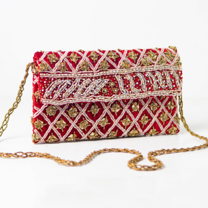 Gotta and beads / handembriodered clutch