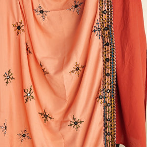 Safeena Swiss voil shawl / handembriodered/ light peach üçë