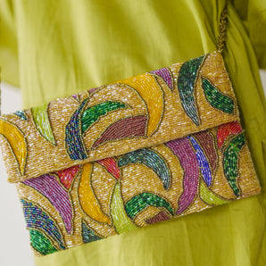 Golden gallery/ Hand embroidered clutch