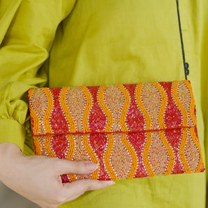 Fusion clutch/ hand embroidered