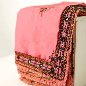 Swiss voil shawl / handembriodered / pink