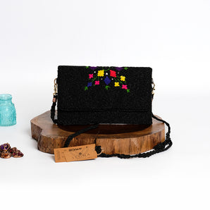 Black oasis/ hand embroidered clutch