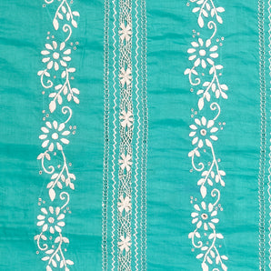 Aquamarine blue handembriodered