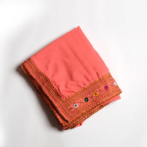 Coral mukka Swiss voil shawl / pink