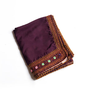 Swiss voil mukka work shawl/ brwon