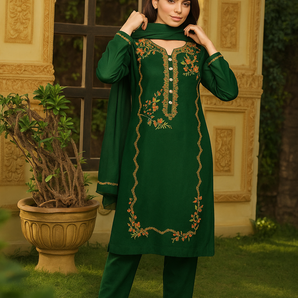 Bottle Green 3piece  Stitched Suit