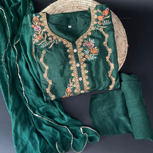 Bottle Green 3piece  Stitched Suit