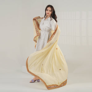 Luxurious Swiss voil shawl / handembriodered white