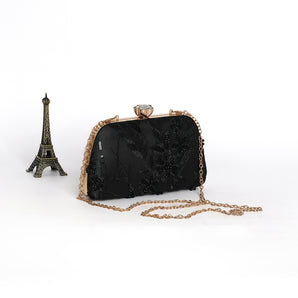 Marry black / handembriodered clutch