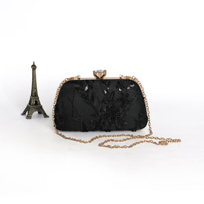 Marry black / handembriodered clutch