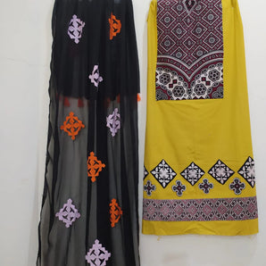 Ajrak patti applique suit