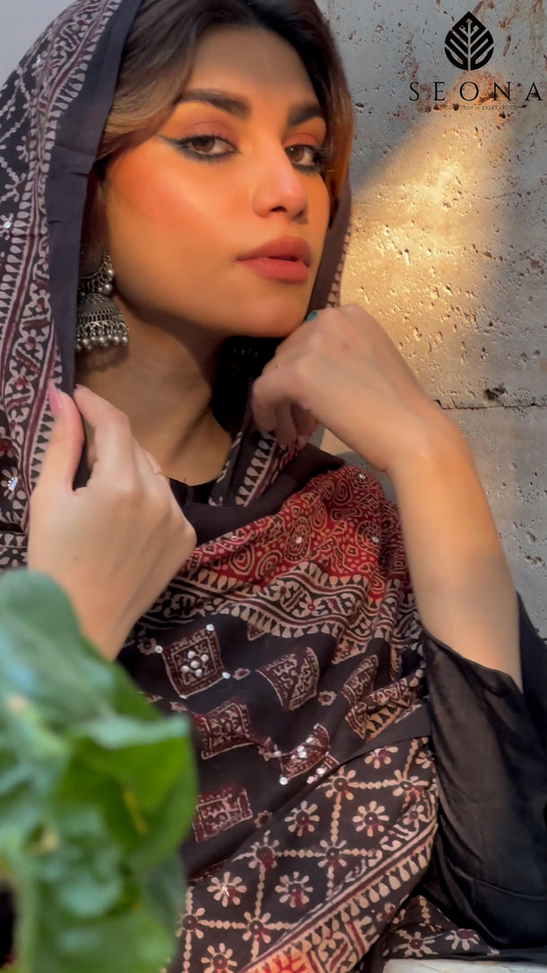 Pakistani ajrak shawls for womwn in Pakistan