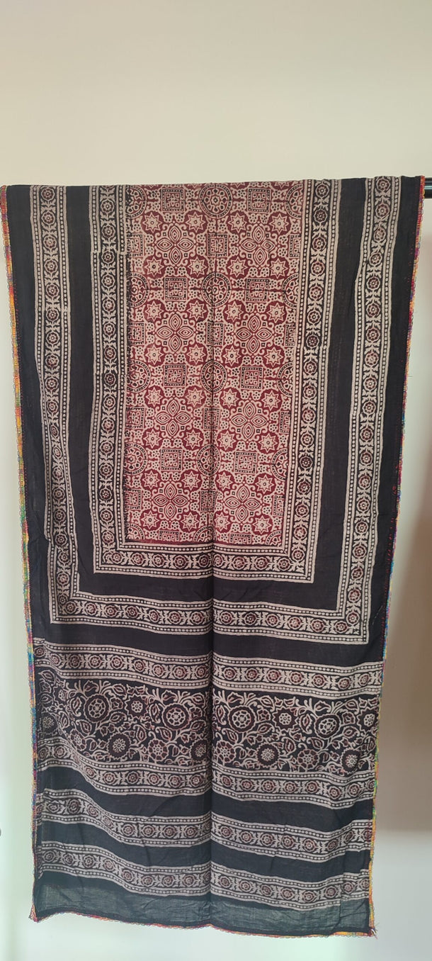 Handmade ajrak stole for women in Pakistan