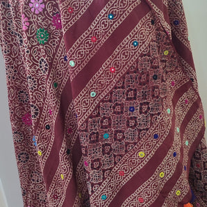 Handembriored ajrak shawl
