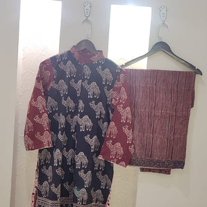 Handmade ajrak with natural dyes 2 Pc suit